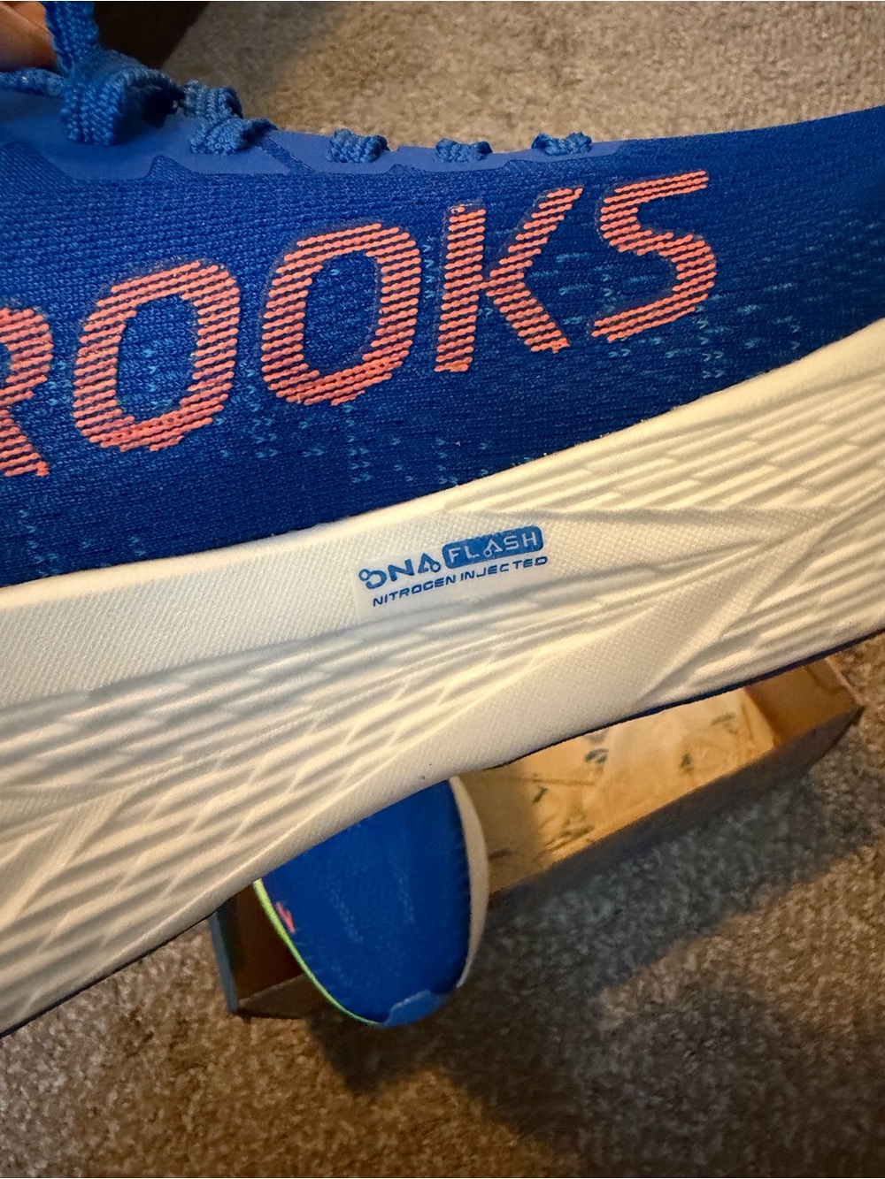 Brooks Women's Running Shoes in Royal Blue with Neon Green and Orange Accents - Picture 13 of 13